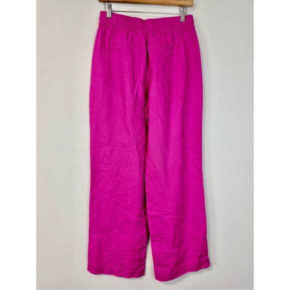 Athleta Retreat 100% Linen Wide Leg Pants Iceland Pink Travel Resort Coastal Wom - Picture 5 of 13